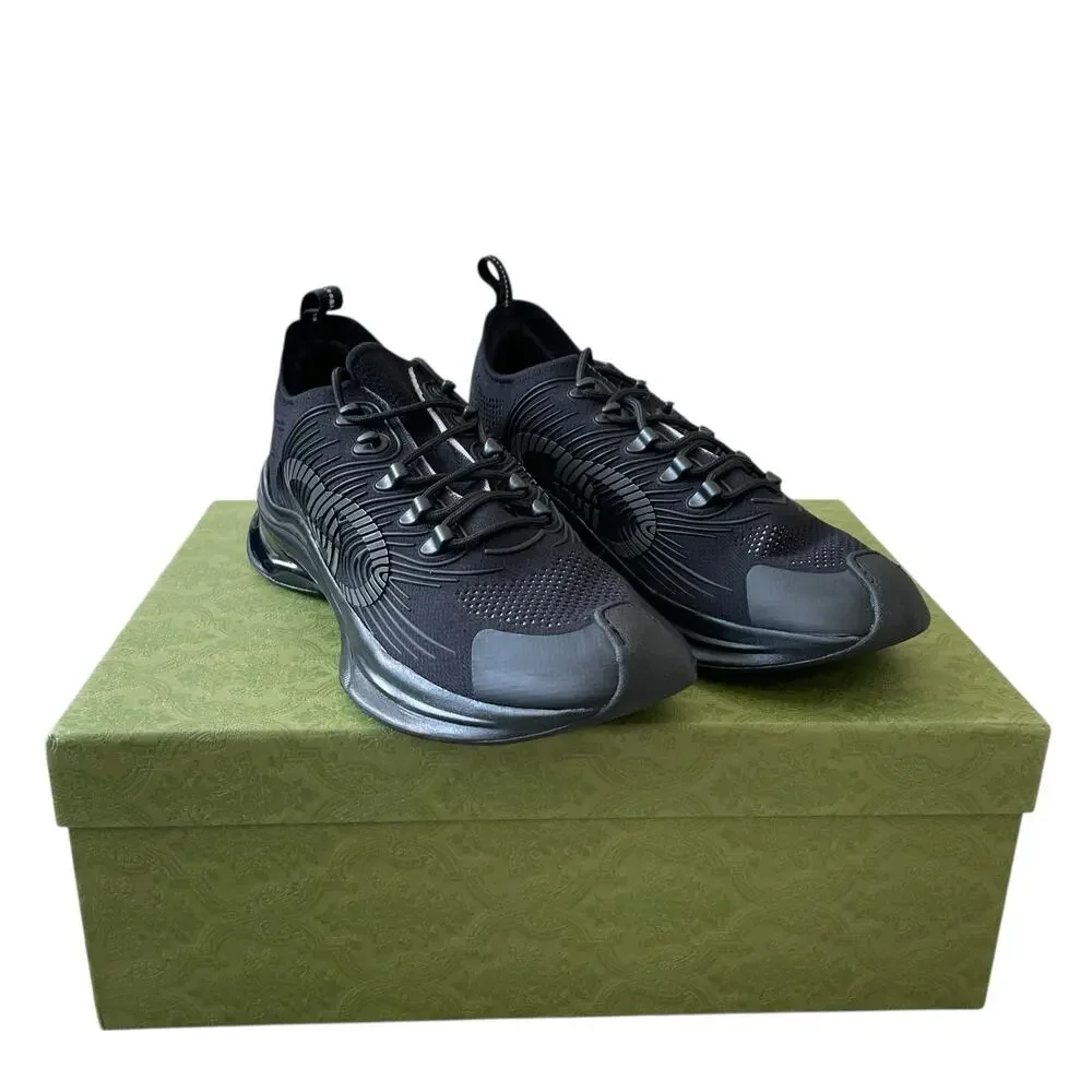 Gucci Run Sneaker Interlocking G Black Technical Knit Men's Size 12.5 US 13 NEW